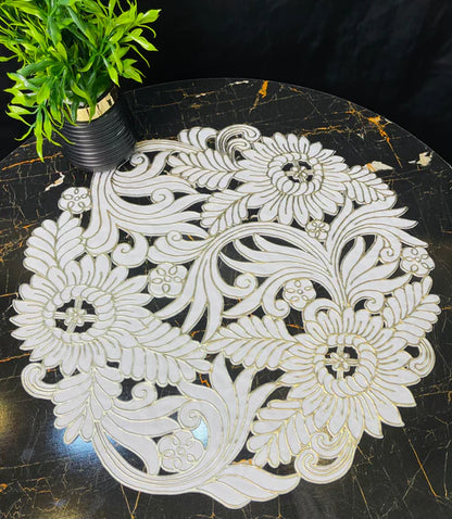 White & Golden Cutwork  Plastic Table Mats 6pcs