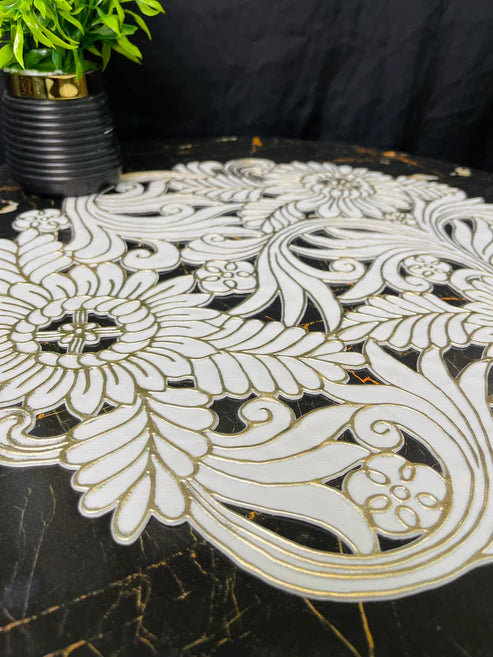 White & Golden Cutwork  Plastic Table Mats 6pcs