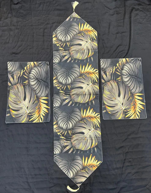 Printed Black & Yellow 3pc Runner Set