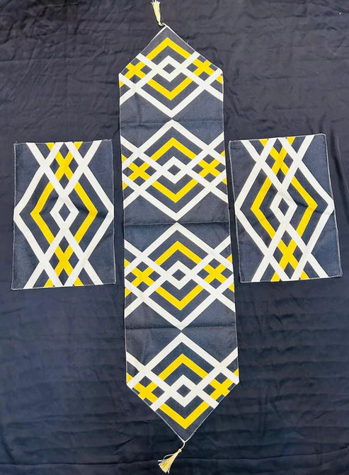 Printed Black & Yellow 3pc Runner Set