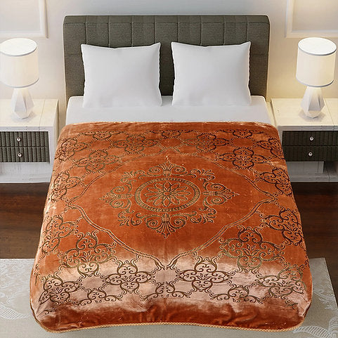 Digital Embossed Double Ply Blanket Brown